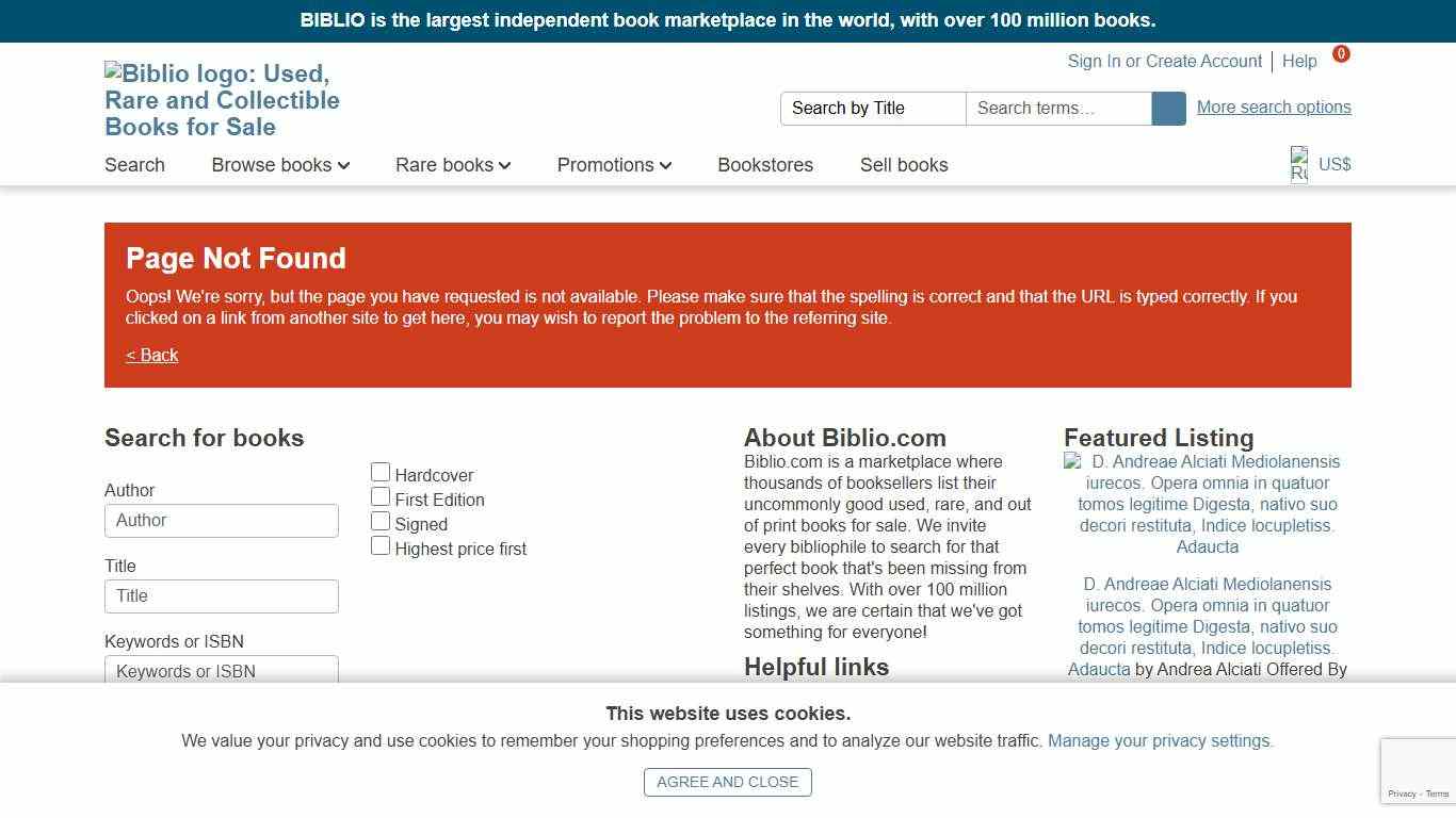 Page not Found - 404 - Biblio.com Booksearch and Marketplace