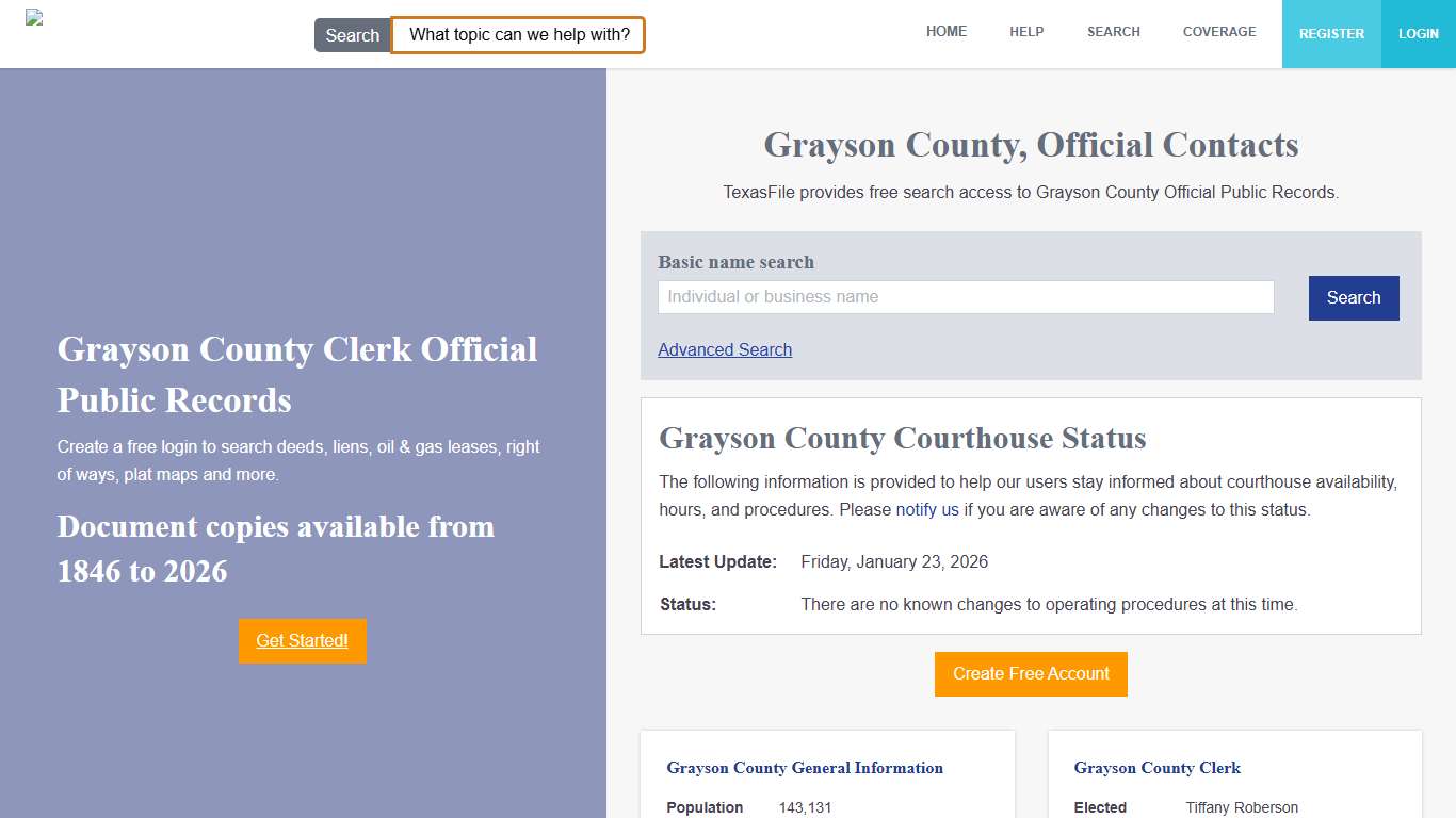 Grayson County Clerk Official Public Records TexasFile